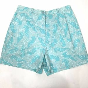 LILLY PULITZER Seahorse Print Aqua Blue Shorts